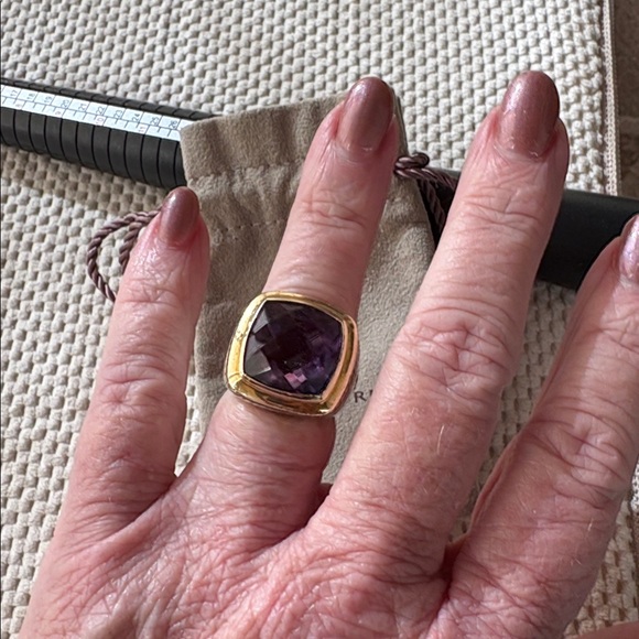 David Yurman Gold & Sterling Silver Ring with Amethyst Gemstone - Picture 5 of 16